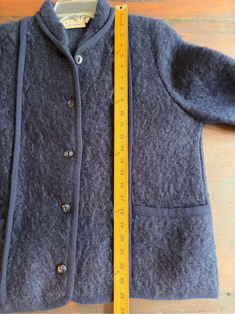 Vintage Pitlochry Mohair Blend Button Up Cardigan Jacket Blue Size M Scotland